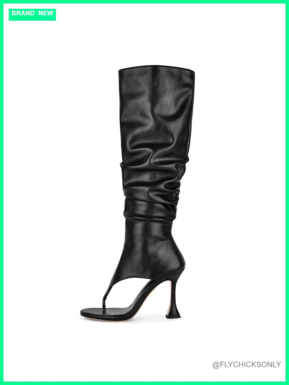 Women's Faux Leather Knee-High Open Toe Stiletto Heel Boots